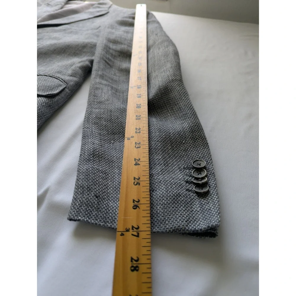 Joseph Abboud Blazer Mens 44 Long Grey Linen Slim Fit Sport Coat Two Button